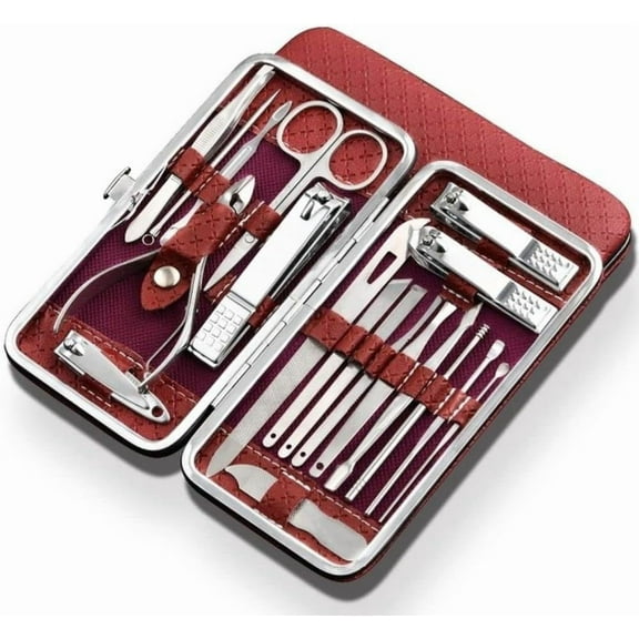 19 in 1 Professional Nail Clippers Pedicure Kit, Manicure Tool Kit, Stainless Steel Facial Grooming Set Kit, Gift Idea for Women