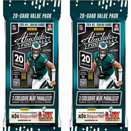 NFL Panini 2024 Absolute Football LOT of 2 Trading Card VALUE Packs (20 Cards Per Pack)