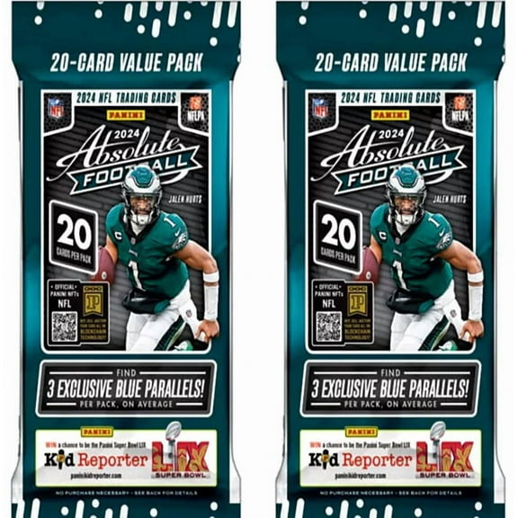 NFL Panini 2024 Absolute Football LOT of 2 Trading Card VALUE Packs (20 Cards Per Pack)