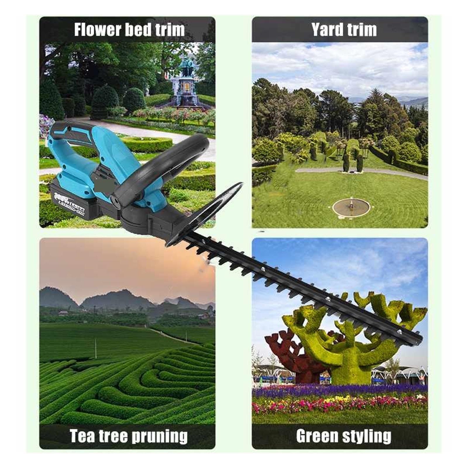 1400W 388VF Cordless Grass Hedge Trimmer For 18V Battery Electric Hedge Trimmer Pruning Shears Grass Trimmer Garden Tools ,2 IN 1 Trimmer & Edger
