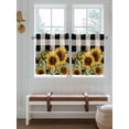 thumbnail image 6 of Sunflower Checkered Half Window Curtains 24 Inches Long, Black Buffalo Plaid Pastoral Flowers Window Treatment Curtain Drapes, Short Curtains Tiers for Kitchen Over Sink, 27.5"x24", 2 Panels, 6 of 7
