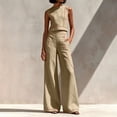 thumbnail image 2 of Clossjun Women's 2 Piece Casual Lounge Sets Sleeveless Tops & Wide-Leg Pants Sets Fall Wear Fashion Outfit Sets L, 2 of 6