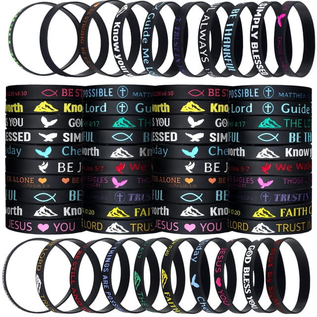 Pulseras Skylety Bible Verse, 60 unidades, regalo cristiano para niños y adultos