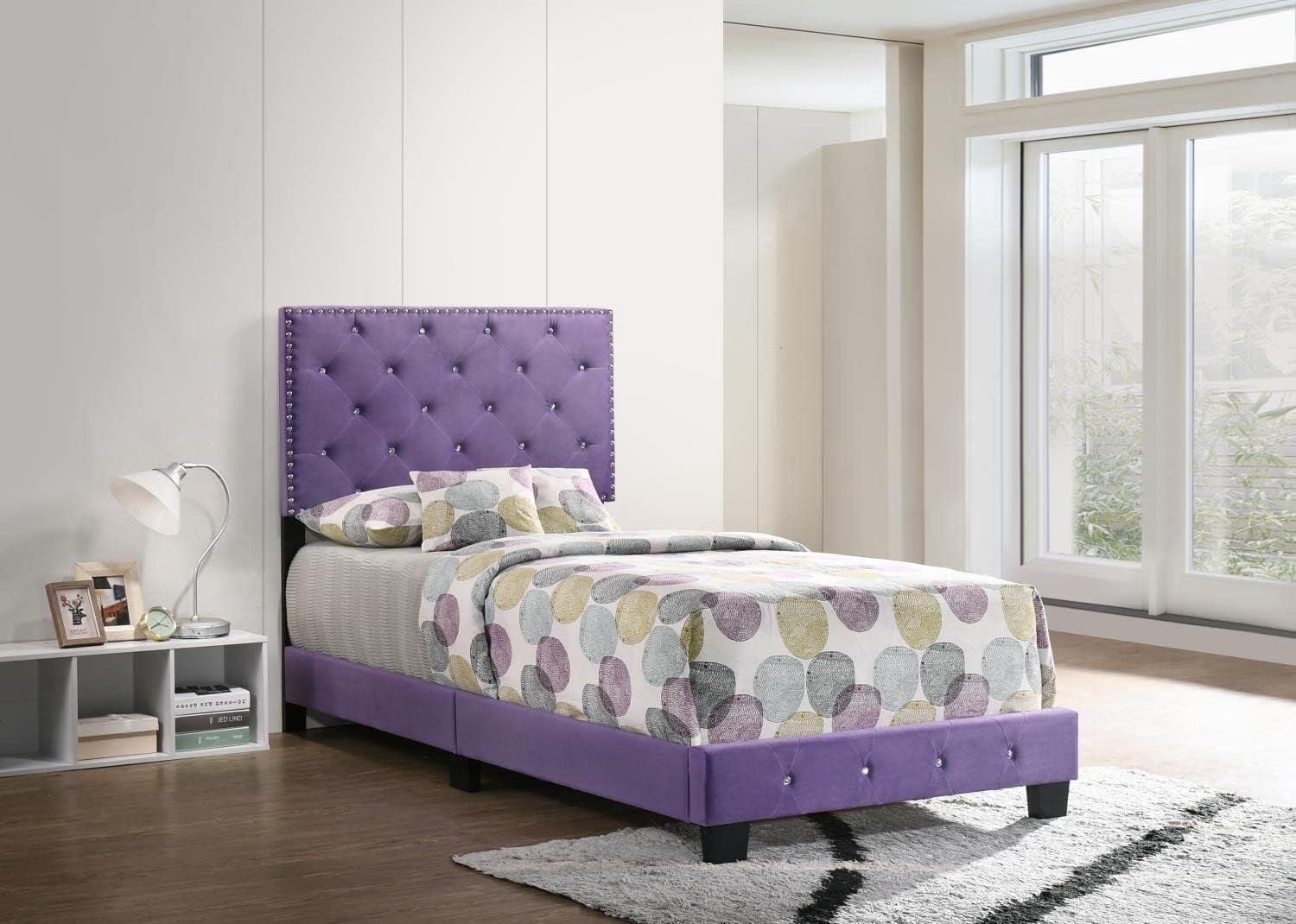Glory Furniture Suffolk Twin Bed in Purple Color