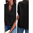 thumbnail image 2 of Women'S Chiffon Blouse Shirt V Neck Dressy Tunic Tops Black S, 2 of 5