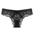 thumbnail image 2 of Elainilye Fashion Lace Panties for Women Sexy Lace Flower Transparent Gauze Bow Low Waist G-string Pants Thong Panties,Black, 2 of 6