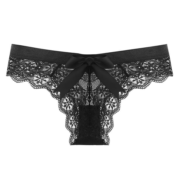 HKEJIAOI Underwear for Women Women's Underwear Lace Bow Bikini Panties  Pearl Silky Comfy Lace Brife