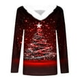 thumbnail image 4 of Fiaer Shine Crhistmas Tree Tshirts for Women V Neck Fall Winter Long Sleeve Xmas T Shirts Loose Fit Trendy Holiday Tops Red XL, 4 of 4