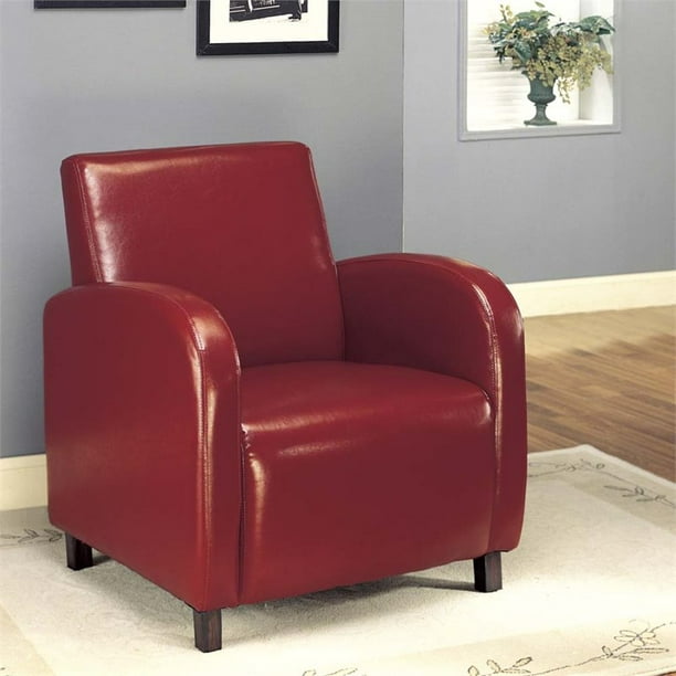 Monarch Specialties je 8051 CHAISE d'appoint - ROUGE ASPECT CUIR TISSU