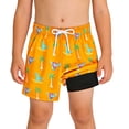 thumbnail image 2 of WAYUTE Boys Swim Trunks with Cool Prints Swimwear for Kids Drawstring Board Shorts Pockets Stretchy Fit Water Activities, 2 of 3
