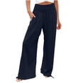 thumbnail image 2 of Delayuji Womens High Waist Wide Leg Pants Elastic Waist Loose Comfortable Pants With Pockets, 2 of 7