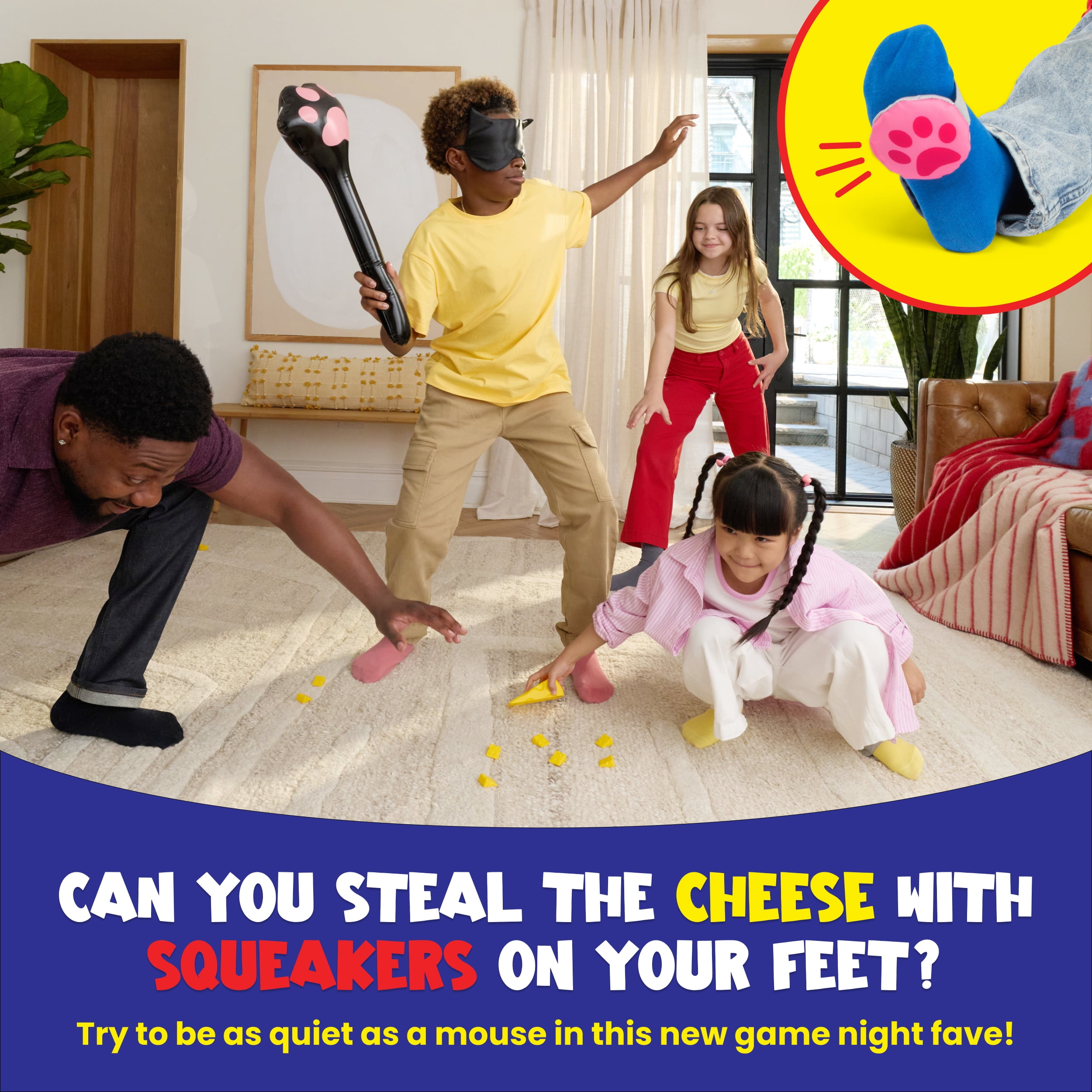 Cats and Robbers, An Up and Active Family Games Includes 1 Inflatable Paw, Cheese, Squeaky Mice Feet and More