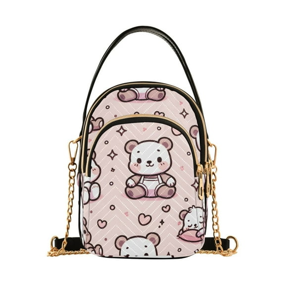 joogoo Women Cartoon Cute Bear Chain Crossbody Bags Shoulder Handbag Phone Purse