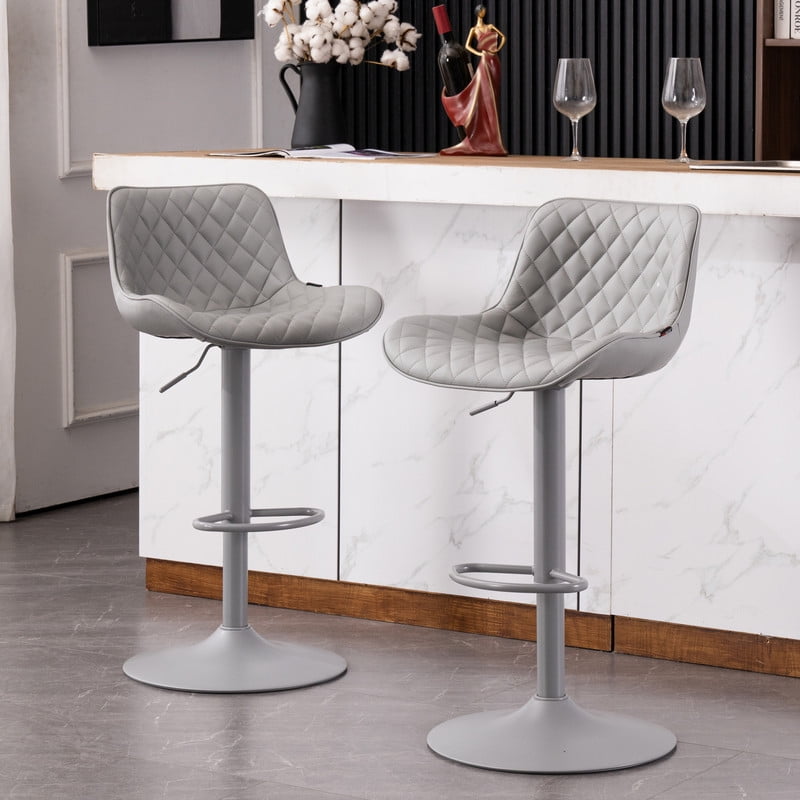 YOUNIKE Bar Stools with High Back Soft Cushion Set of 2 Adjustable