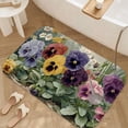 thumbnail image 3 of 1pc Pansies Absorbent Non-Slip Bathroom Thickened Flannel Rug Decor,Soft,Quick Drying,Suitable For Indoor/outdoor Use,Bathrooms,Bedrooms,Kitchens,Terrace,Laundry Rooms,16"x24", 3 of 9