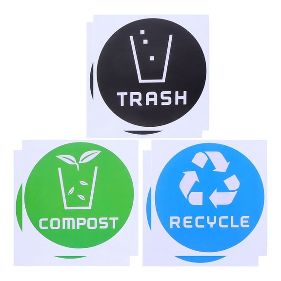WORGEOUS 6pcs Trash Classification Stickers for Recycling Bins Decorative Labels for Waste Sorting Trash Can Stickers for Home Offices Use