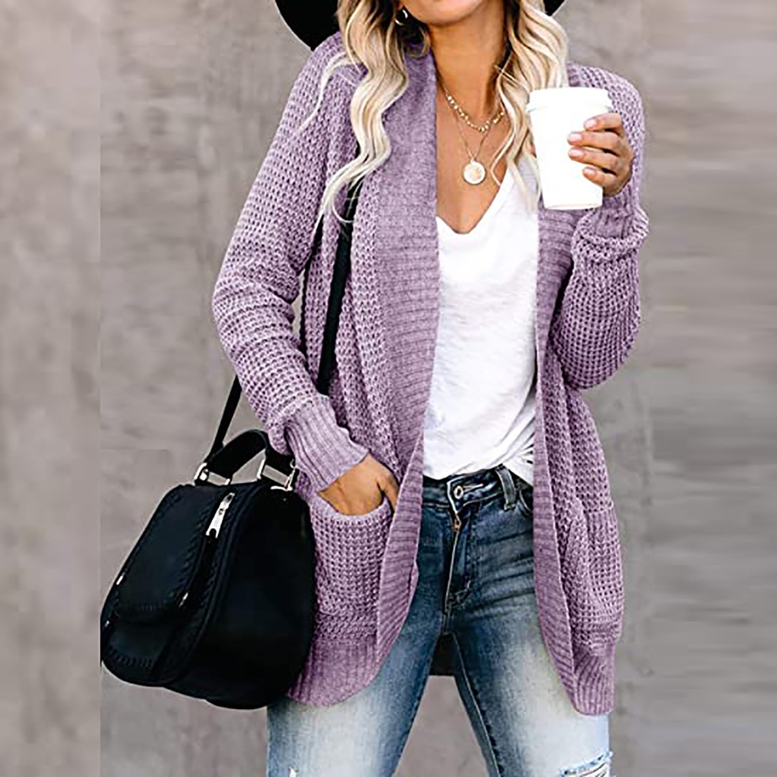 Cardigan Outfit Ideas Purple And White Cardigan Buy Purple