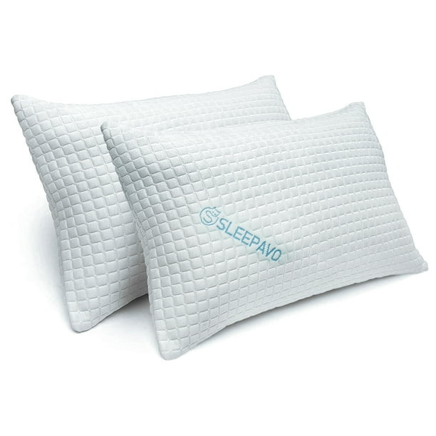 Sleepavo Shredded Memory Foam Bed Pillows 2Pack Cooling Cold Queen