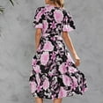 thumbnail image 7 of Midsumdr Summer Dresses for Women 2025 Fashion Casual Floral Printed Short Sleeve V-Neck Midi Dresses Elastic Waist Swing Loose Fit Plus Size Dresses with Belt, 7 of 7