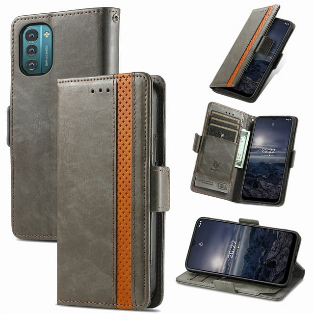 Case for Nokia G21 Cover Leather Wallet Folio Case Book Design Flip Magnetic Closure - Grey