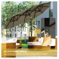 thumbnail image 6 of Double-sided Patio Umbrella 9.5' Large Outdoor Umbrella with Push Button Tilt and Crank, 3 and 12 Ribs, for Garden, Deck, Pool, Gray Light Brown + Polyester, 6 of 8