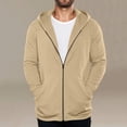thumbnail image 6 of qafoshin Full-Zip Hoodies for Men Casual Trendy Solid Color Long Sleeve Loose Fit Fall Sweatshirt Jackets with Pockets, 6 of 7