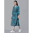thumbnail image 3 of Entellus Casual and Semi-Formal Flared Knee Length Blue Dress, V-Neck in Cotton Fabric, Women's XS, 3 of 3