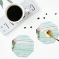 thumbnail image 4 of Sigee Flowers And Turquoise Wooden for Water-Resistant, Heat-Resistant, Non-Slip Leather Coasters Set, Ideal for Coffee Table, Office, Bar, Home Decor-Octagon, 4 of 6