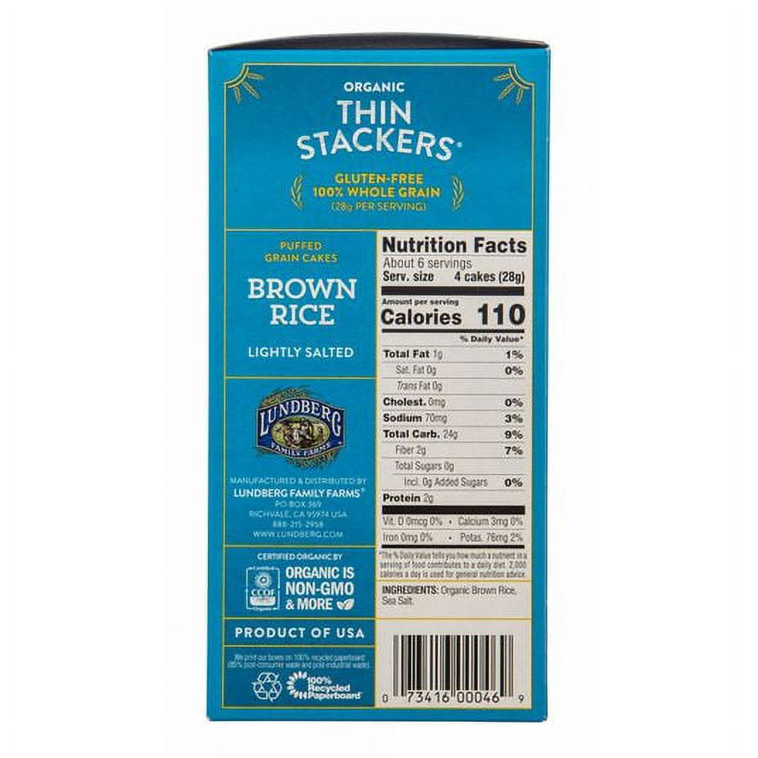 Lundberg Thin Stackers, Brown Rice, Organic Lightly Salted-6 x 6 oz