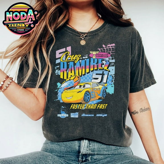 Retro Disney Cars Cruz Ramirez Shirt, Racing Race Faster Than Fast Comfort Colors T-shirt, Walt Disney World, The Magic Kingdom, Cars Land Tee