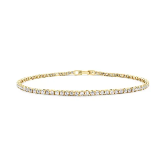 2.13Ct Round Cut Lab created Diamond Tennis Bracelet Yellow Gold Plated sterling sliver
