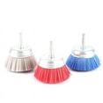 thumbnail image 2 of 3Pcs 3Inch Nylon Filament Abrasive Wire Cup Brush Kit with 1/4 Inch Shank, Include Fine Medium Coarse Grit Removal Rust,Red&Blue&Grey, 2 of 6