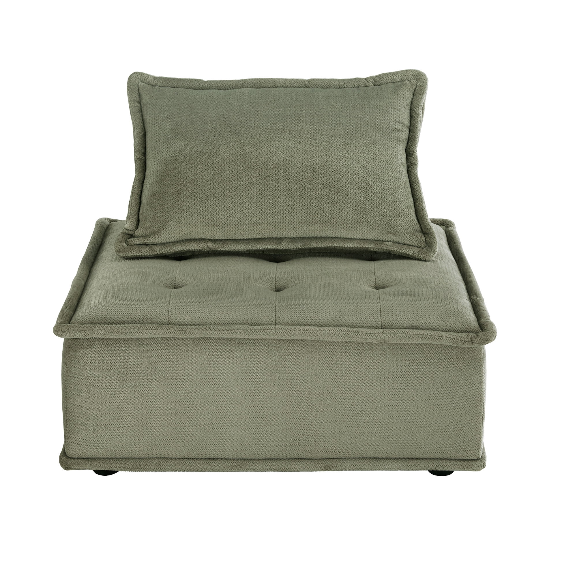 Weston Home Skagway Velvet Tufted Modular Accent Chair with Pillow Back, Moss Green