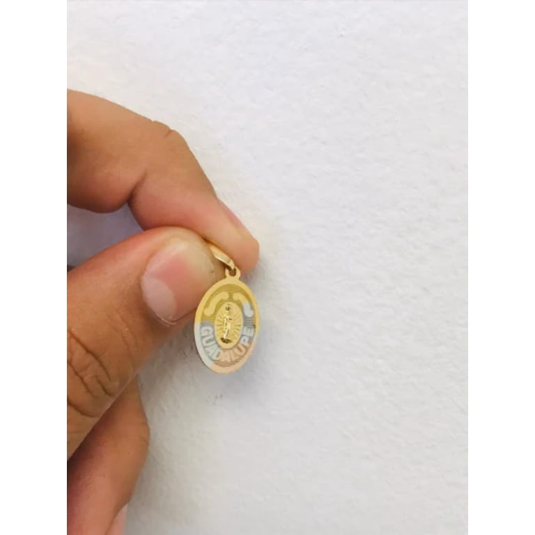14k Gold Filled Virgen de Guadalupe Necklace / Mariner Link Chain