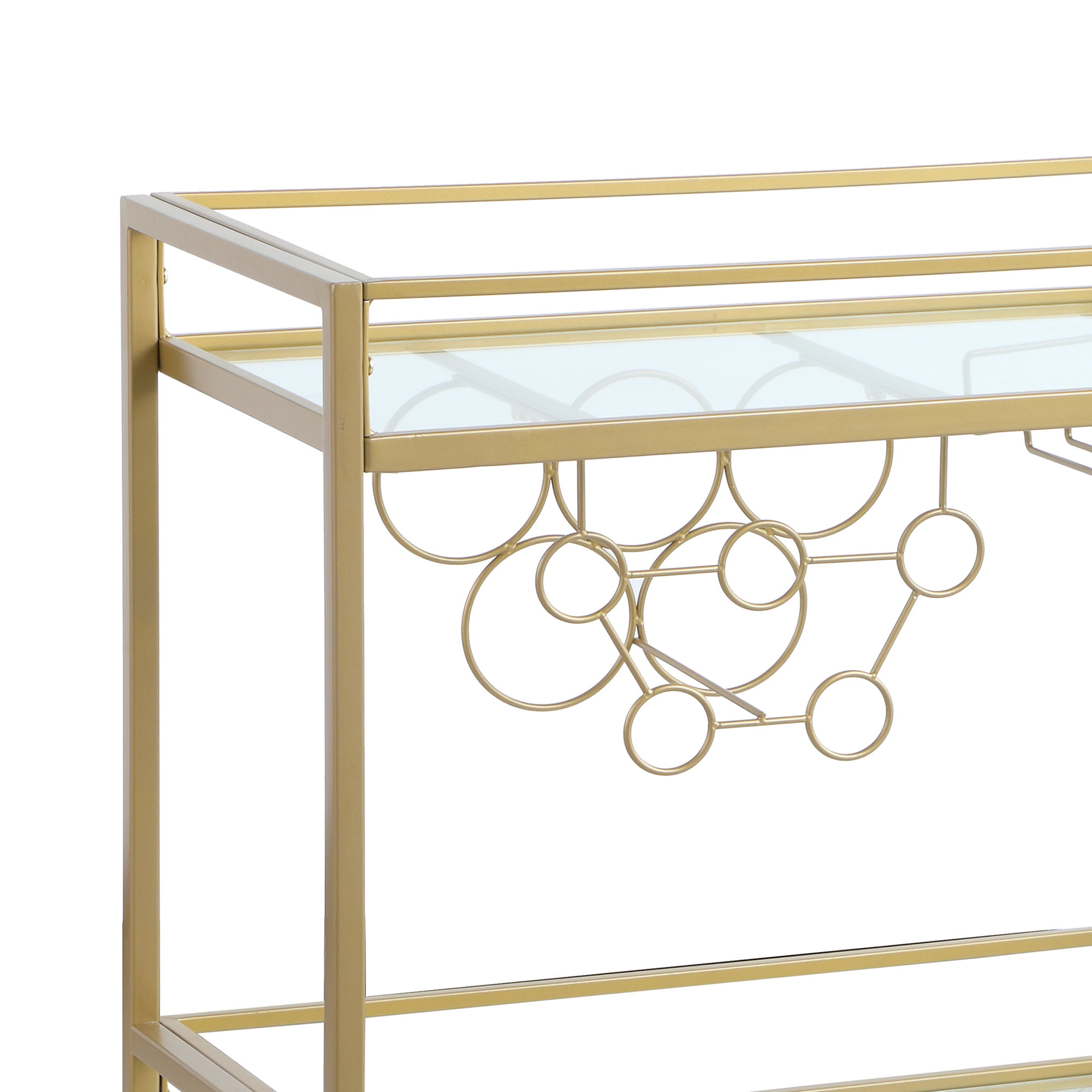FirsTime & Co. Gold Francesca Bar Cart, Glam, Metal, 30 x 13 x 32.5 in