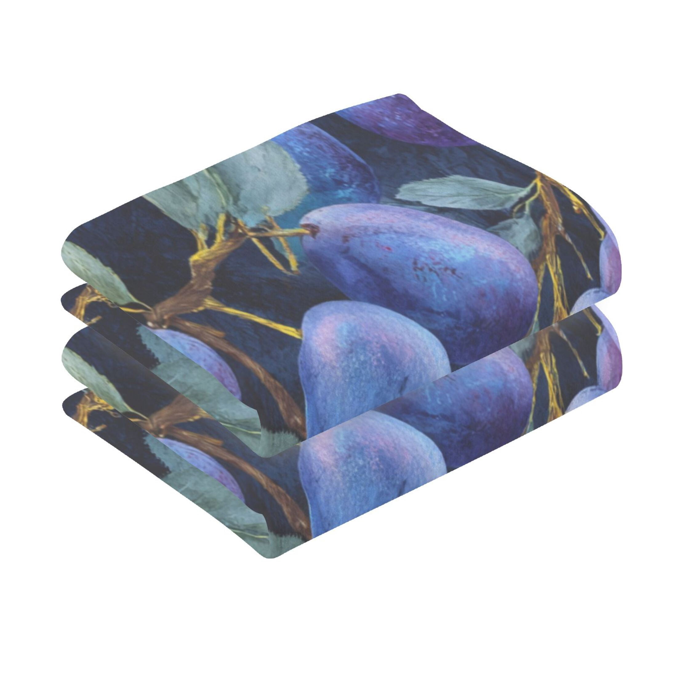 2 Pieces of Cotton Towel Face Towel Set Hand Towel Bath Towel Cotton Bath Towel Sets Deep Blue Plum