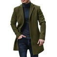 thumbnail image 2 of WTOBBY Men's Wool Blend Trench Coat, Notched Collar Single-Breasted Overcoat for Business Casual Winter Wear with Pockets, Slim Fit and Mid-Length for Formal Occasions,Army Green L, 2 of 5