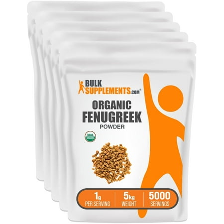 BulkSupplements Organic Fenugreek Powder - 1g per Serving - 5 Kilograms (11 lbs) - 5000 Servings