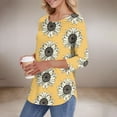 thumbnail image 3 of TQWQT 3/4 Tops for Women Pleated Shirt Plus Size Work Blouse Scoop Neck 3/4 Length Sleeve Dressy Casual Cute Tops Spring Outfits Trendy Clothes Hot Pink 2XL, 3 of 6
