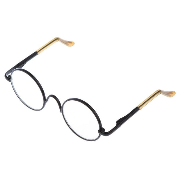 Gafas con montura redonda y lentes transparentes Hippy para muñecas Takara Blythe de 12 pulgadas Negro