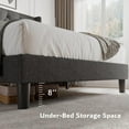thumbnail image 5 of iPormis Queen Size Bed Frame with Diamond Button Tufted Wingback Headboard, Upholstered Platform Bed Frame with Strong Wood Slat Support, Dark Grey, 5 of 9