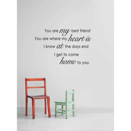 Do It Yourself Wall Decal Sticker You Are My Best Friend, You Are Where My Heart Is I Know At The Days End I Get To Come Home To You Quote