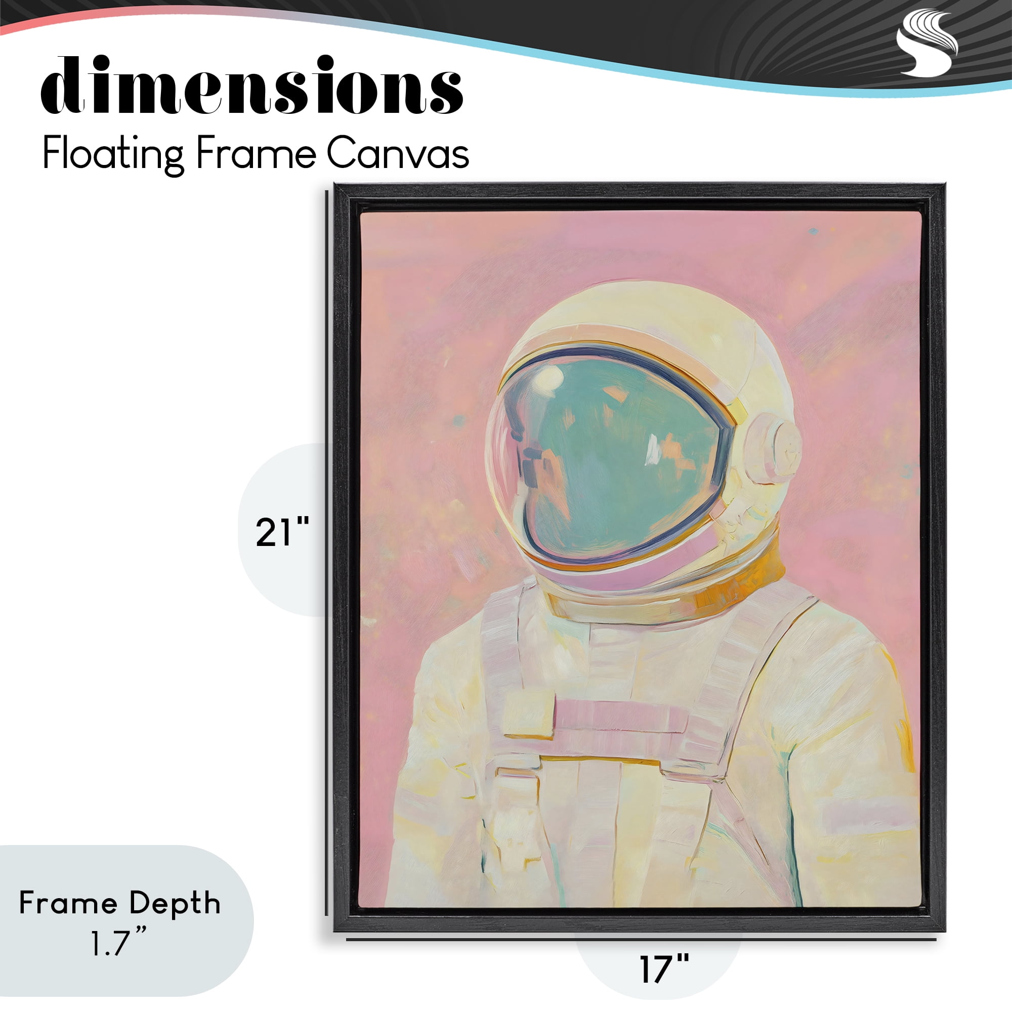 Stupell Industries Astronaut Portrait in Pink Dream Black Framed Floater Canvas Wall Art, design by The Prints Vibe