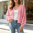 thumbnail image 4 of COMVALUE Women's Long Sleeve Open Front Knit Cropped Cardigan Sweaters Casual Drop Shoulder Short Shrugs Sweater Coats (Pink, M), 4 of 5