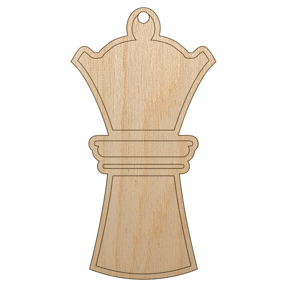 Chess Piece White Queen Wood Holiday Christmas Tree Ornament Unfinished DIY Pre-Drilled Craft