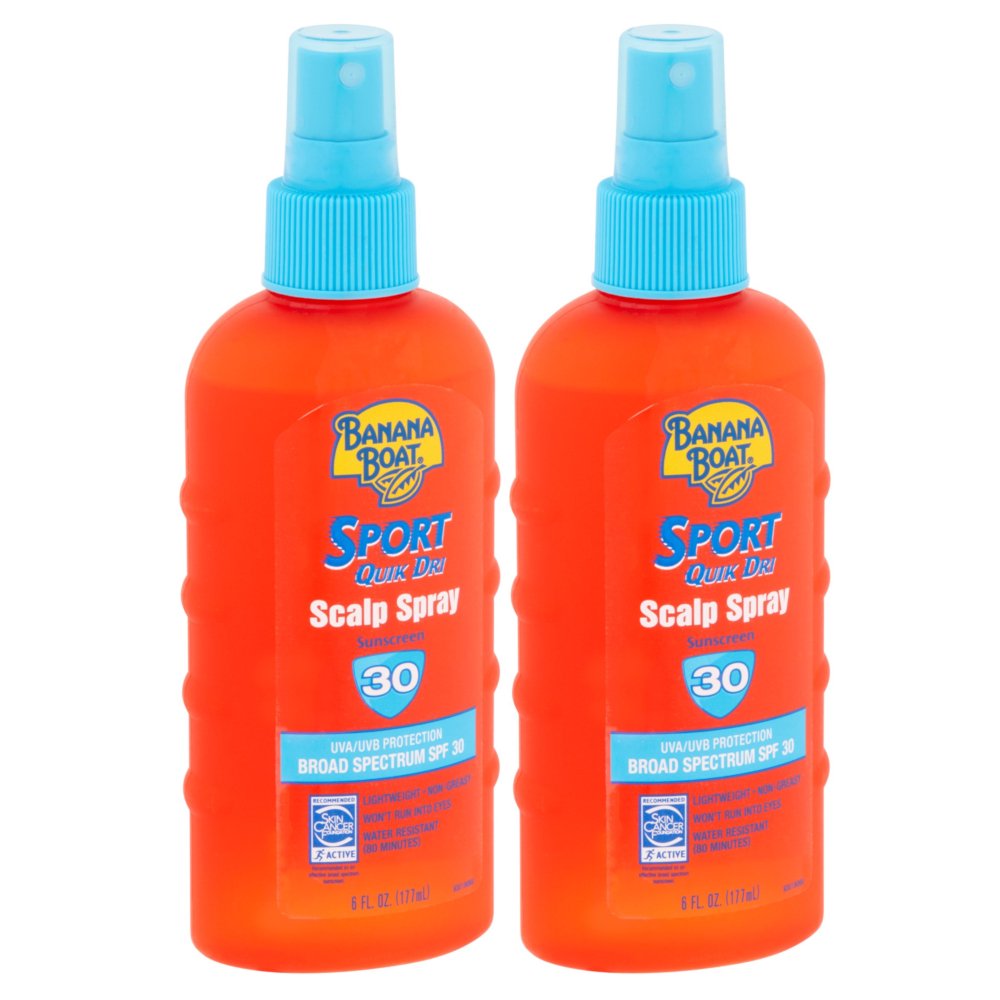 2 Pack Banana Boat Sport Quik Dri Scalp Spray Sunscreen SPF 30, 6oz Each