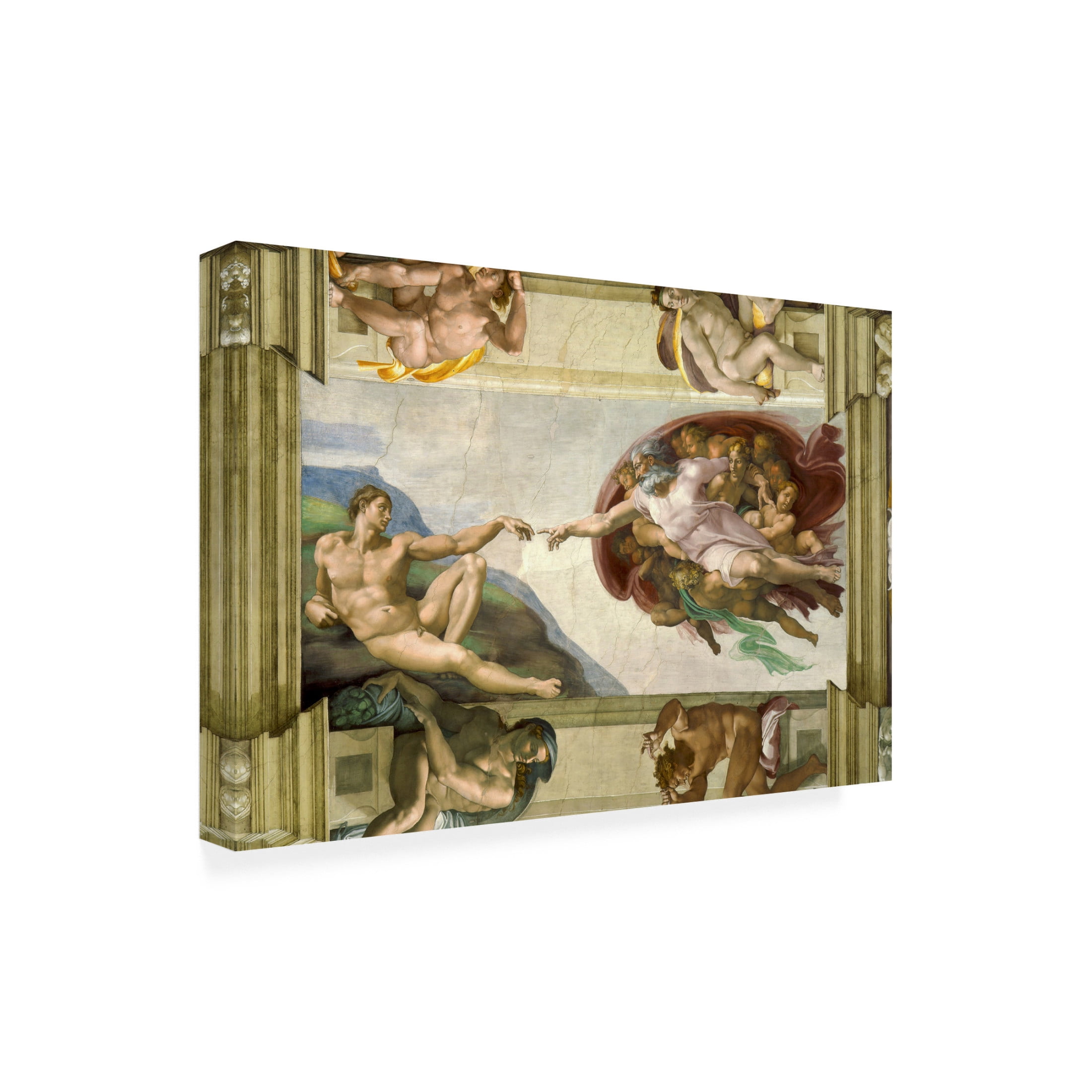 Canvas Wall Art - Masters Collection 'The Creation Of Adam Michelangelo' Wall Art for Living Room, Bedroom, or Office Décor by Trademark Fine Art - 24 x 16 Inches