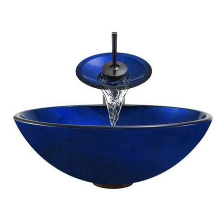 Rubbed Bronze Grid Drain A34 Foil Undertone Glass Vessel Oil Rubbed Bronze Bathroom Ensemble with Grid Drain ()