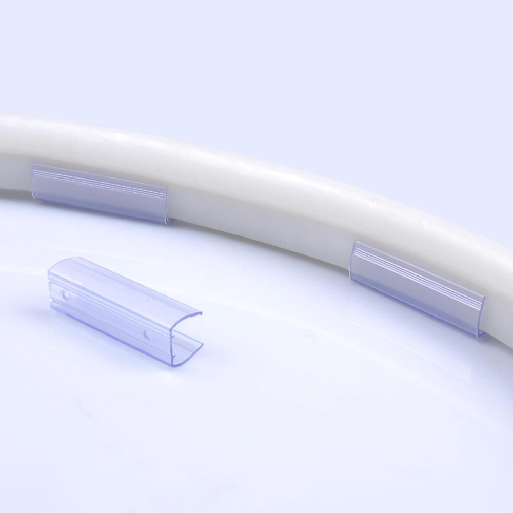 DELight 2" Plastic U Channel System 50PCS Clear PVC Universal LED Track Mounting Holder for 9/16" Neon Flex Strip Light