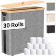 thumbnail image 1 of Almacenamiento de papel higiénico KNZE con tapa de bambú 33,8 L, color gris, 1 of 7
